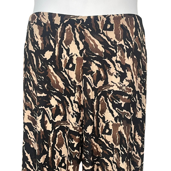 Zara Basic Sz L Pull-On Wide Leg Pants 30"Ins High Waist Animal Print Camo Flowy - Picture 3 of 6